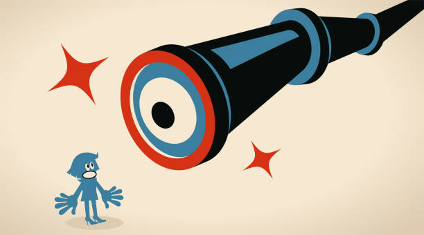 Woman being seen by a telescope.